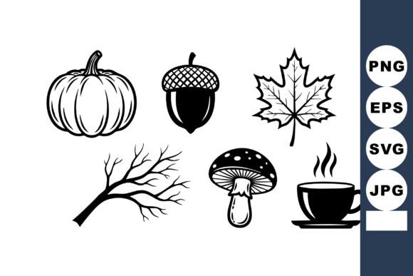 Autumn Icons for Embroidery Projects