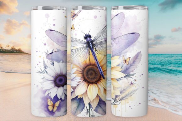 Sunflower Dragonflies Tumbler Wrap Design Review